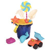 Picture of B. toys – Sands Ahoy – Beach Playset - Medium Bucket Set (Navy) with 9 Unique Sand and Water Toys –Phthalates and BPA Free – 18 m+