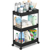 Picture of SPACELEAD 3 Tier Rolling Cart with Wheels, Storage Craft Art Cart Trolley Organizer Serving Cart, 3 Hanging Baskets Easy Assembly, for Office, Living Room, Kitchen, Black