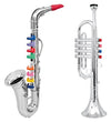 Picture of Click N' Play Toy Trumpet and Toy Saxophone Set for Kids - Create Real Music - Safety Tested BPA Free - Beautiful Silver Finish with Color Keys Real Notes - Start a Instrument Band at Home or School