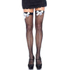 Picture of Leg Avenue Women's Satin Bow Fishnet Thigh Highs, Black/White, One Size