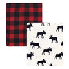 Picture of Hudson Baby Unisex Baby Silky Plush and Coral Fleece Blanket, Buffalo Plaid Moose, 30x36 inches