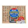 Picture of Melissa and Doug Deluxe Letters and Numbers Wooden Stamp Set ABCs 123s With Activity Book, 4-Color Stamp Pad - ABC Stamps, Kids Arts and Crafts, Letter Stamps, Number Stamps For Kids Ages 4+