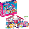 Picture of MEGA Barbie Building Toys Playset, Malibu Dream House with 303 Pieces, 2 Micro-Dolls, Accessories and Furniture, 3 Pets