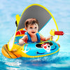 Picture of 2X Thicken Pool Floats Kids with Water Gun, UPF50+ Adjustable Canopy Inflatable Pirate Boat Shaped Toddler Pool Float with Safety Seat, Durable Pool Toys for Kids Ages 2-10 for Boys and Girls