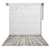 Picture of HUAYI 5X7ft White Brick Wall With Gray Wooden Floor Photography Vinyl Backdrop D-2504