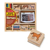 Picture of Melissa and Doug Wooden Stamp Activity Set: Horse Stable - 10 Stamps, 5 Colored Pencils, 2-Color Stamp Pad - Horse Stamps With Washable Ink, Horse Gifts For Girls And Boys Ages 4+