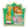 Picture of Melissa and Doug Jungle Friends Safari Animals Jumbo Knob Wooden Puzzle - Wooden Peg Chunky Baby Puzzle, Preschool Learning Puzzle, Wooden Puzzle Board For Toddlers Ages 1+