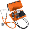 Picture of MABIS MatchMates Aneroid Sphygmomanometer and 31' Sprague Rappaport Stethoscope Combination Manual Blood Pressure Kit with Calibrated Nylon Cuff and Oversized Carrying Case, Adult Orange