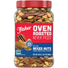 Picture of Fisher Snack Oven Roasted Never Fried Deluxe Mixed Nuts, 24 Ounces, Almonds, Cashews, Pecans, Pistachios, Made With Sea Salt, Non-GMO, No Oils, Artificial Ingredients or Preservatives
