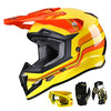 Picture of GLX GX623 DOT Kids Youth ATV Off-Road Dirt Bike Motocross Motorcycle Full Face Helmet Combo Gloves Goggles for Boys and Girls (Retro Yellow, Large)