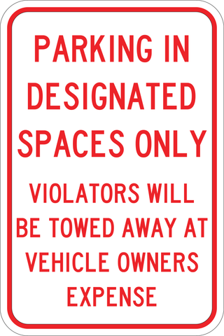 designated parking spaces only