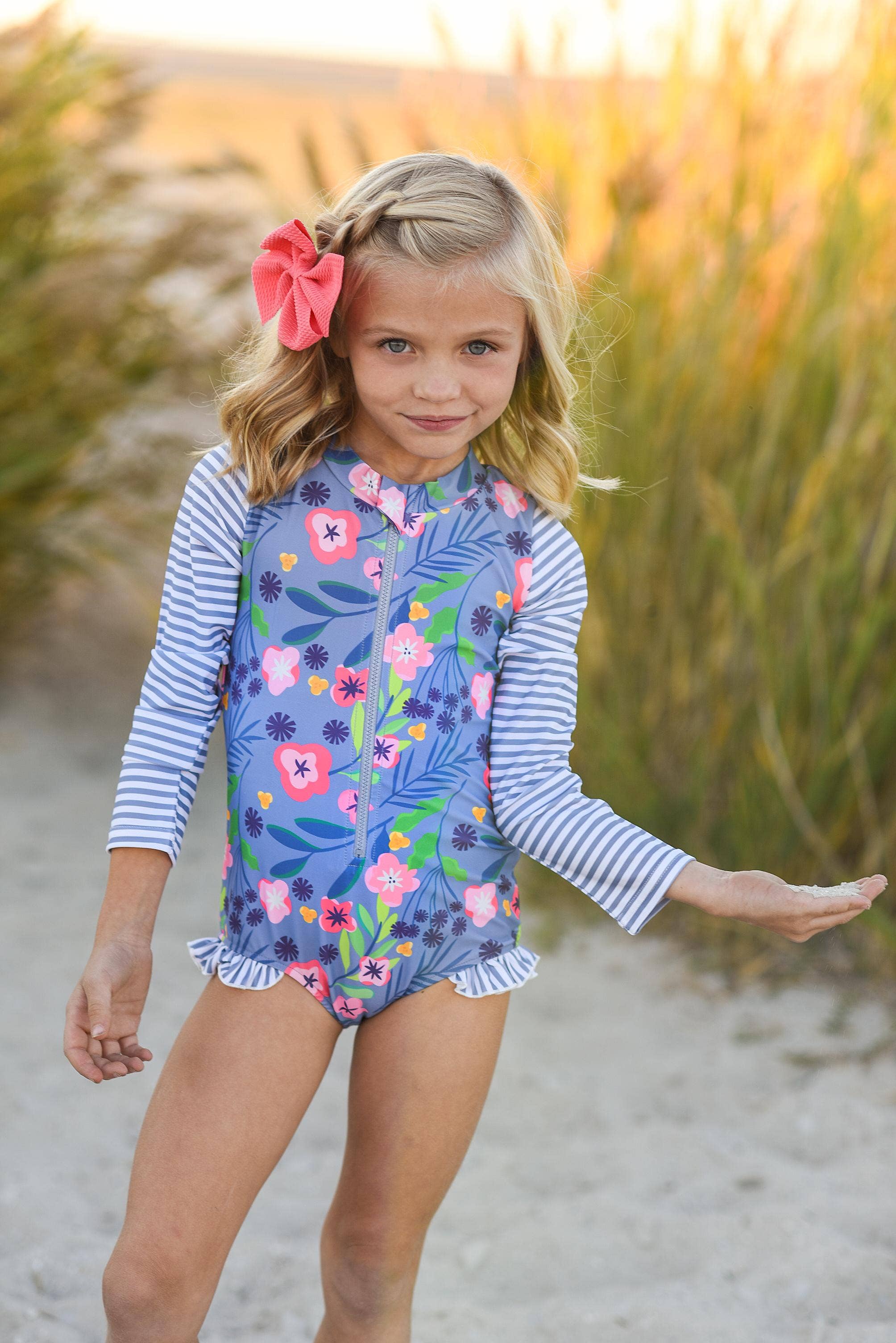 Tea Rash Guard One-Piece Swimsuit BG – Kol Kid