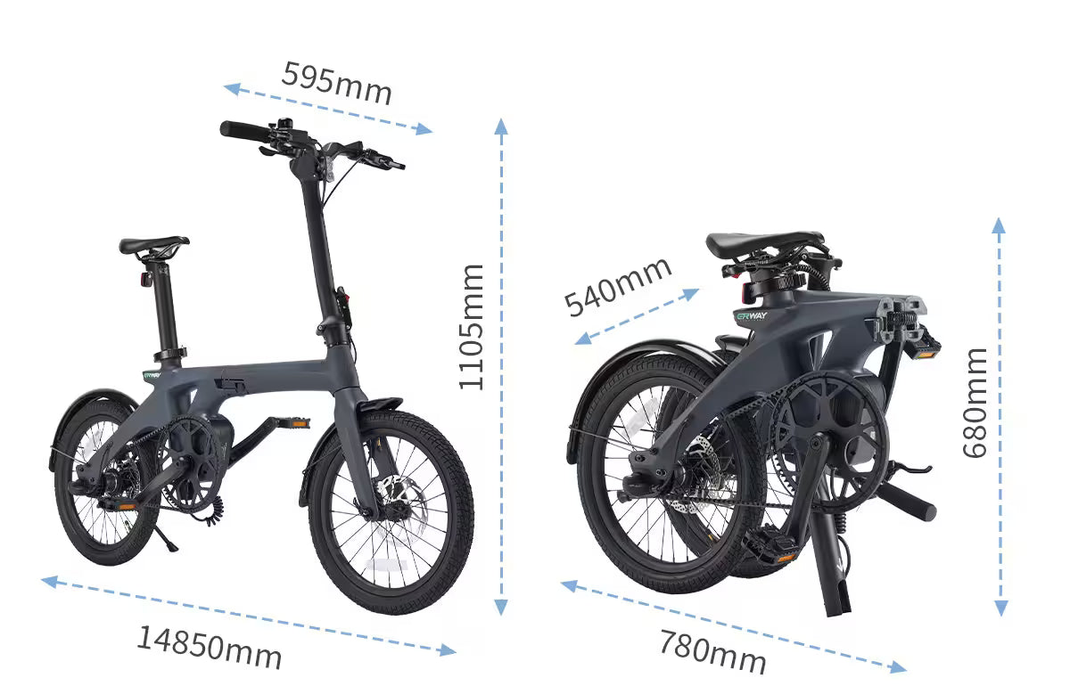 ハンドルにもカーボンを使用しており、電気自転車 ERWAY A06 走行時の振動を吸収し腕にかかる負担を軽減する効果があります。