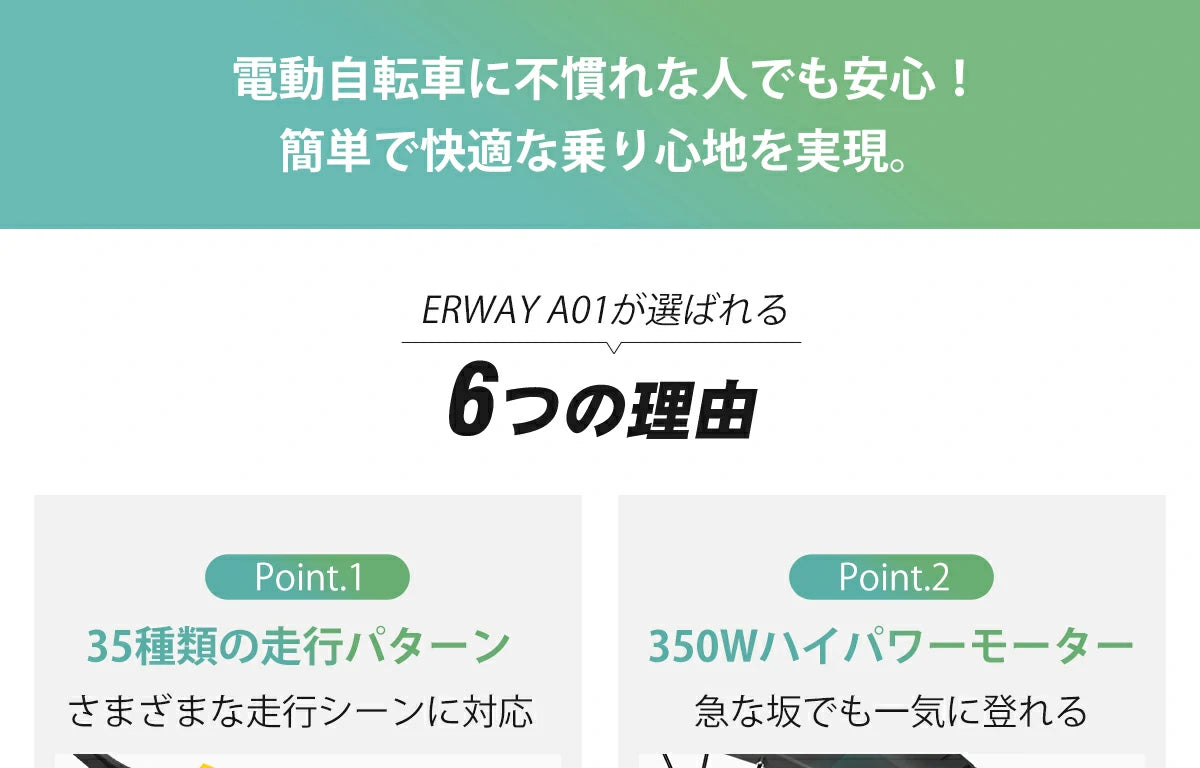 折りたたみ電動アシスト自転車 ERWAY A01を選ぶ6つの理由