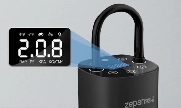 電動 空気入れ zepanCAR p30:見やすいタッチパネル