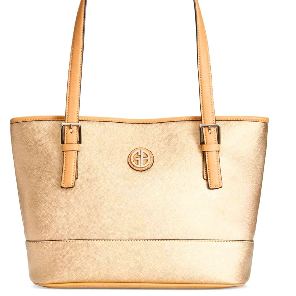 Women's Handbags MICHAEL KORS Isla Large Shoulder Tote Bag Pale Gold MK  Logo NEW 