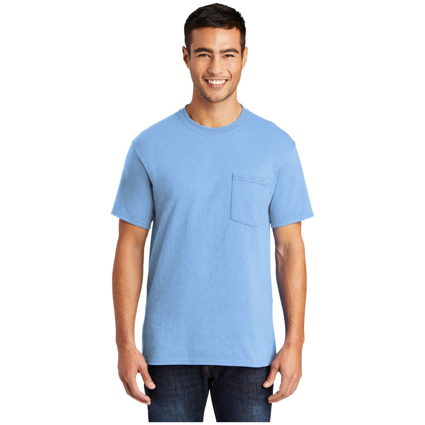Port & Company ® Tall Core Blend Pocket Tee. PC55PT - Port & Company PC55PT T-Shirts Port & Company Light Blue LT