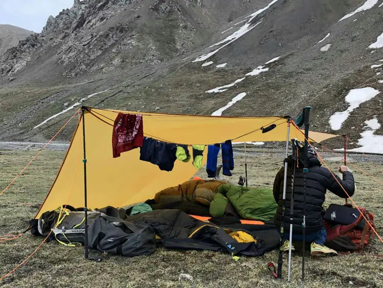 360×290cm Bache pour tente, Bache de protection pour tente, Anti Pluie Abri  de Randonnée Tapis étanche anti-neige Camping Abri NOIR