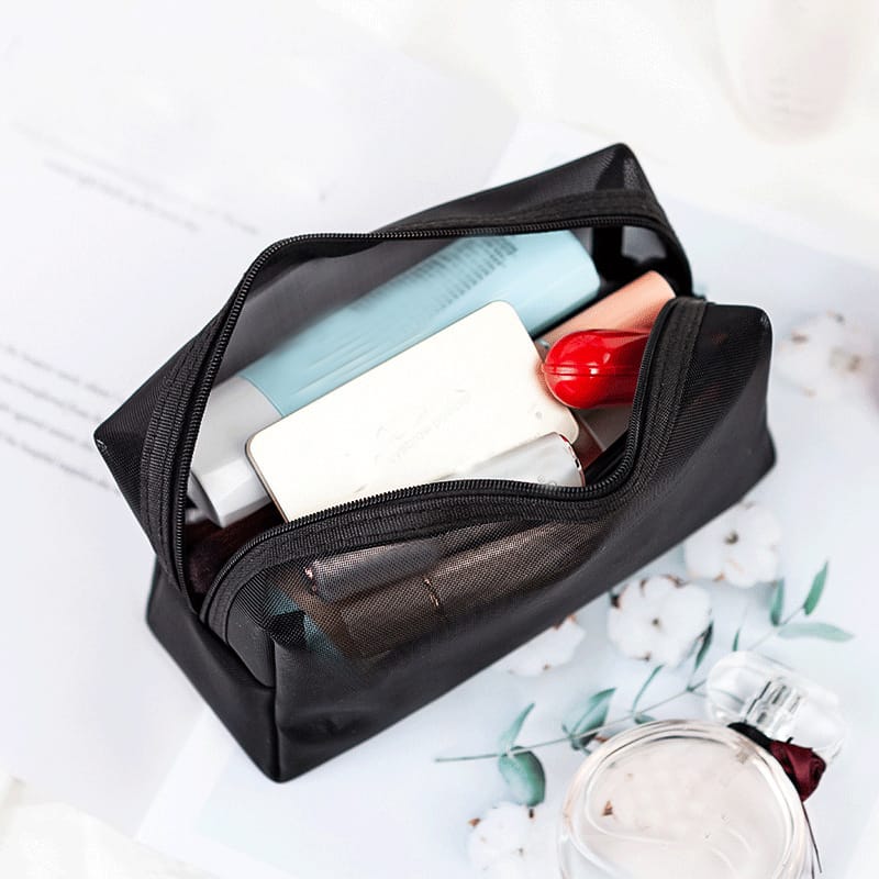 Tragbare Netz-Kosmetiktasche – transparentes Make-up-Etui für