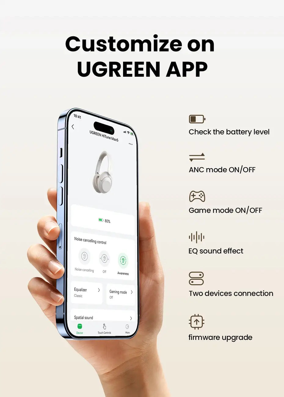 UGREEN HiTune Max5 Wireless Bluetooth Headphones - 90H LDAC ANC TWS