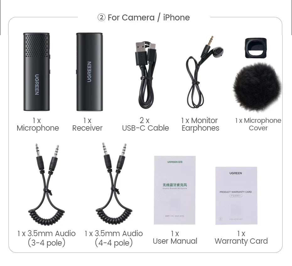 UGREEN Wireless Bluetooth Lavalier Microphone - Omni Condenser Noise Reduction Mic for Camera Video Recording Live Stream - Image 25