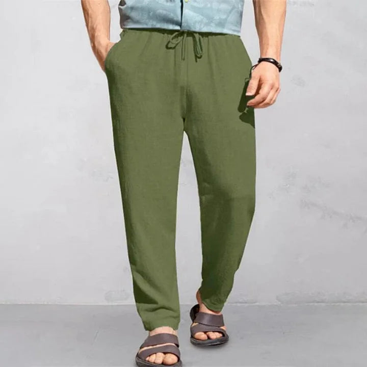Product image showing additional styles of linen trousers