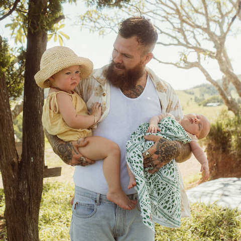 Dad taking kids out for Mother's Day