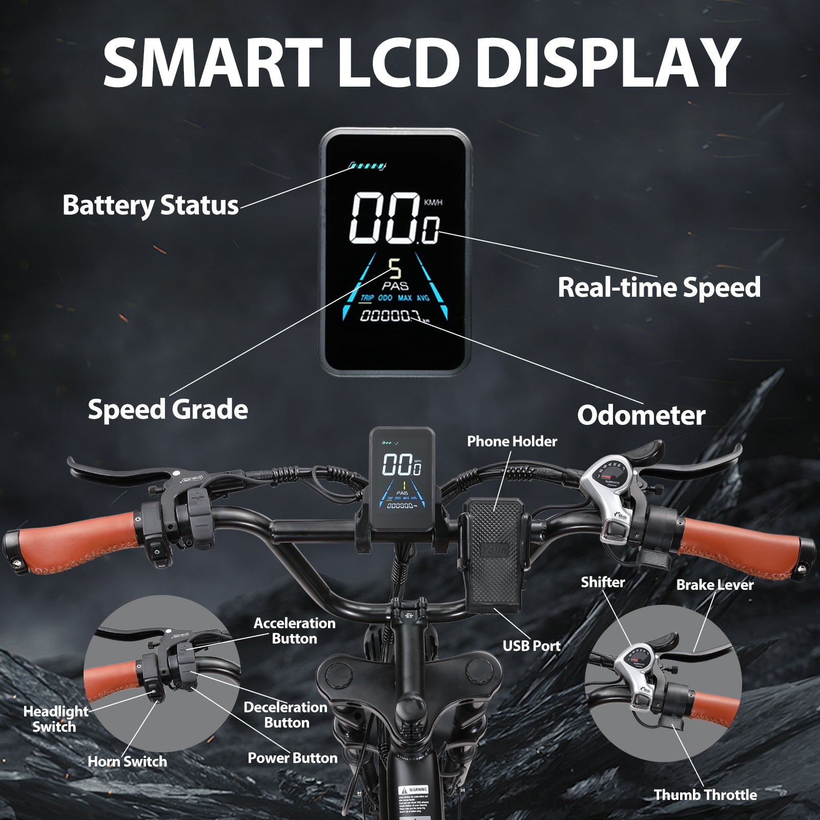 KF8 1000W ebike smart LCD display