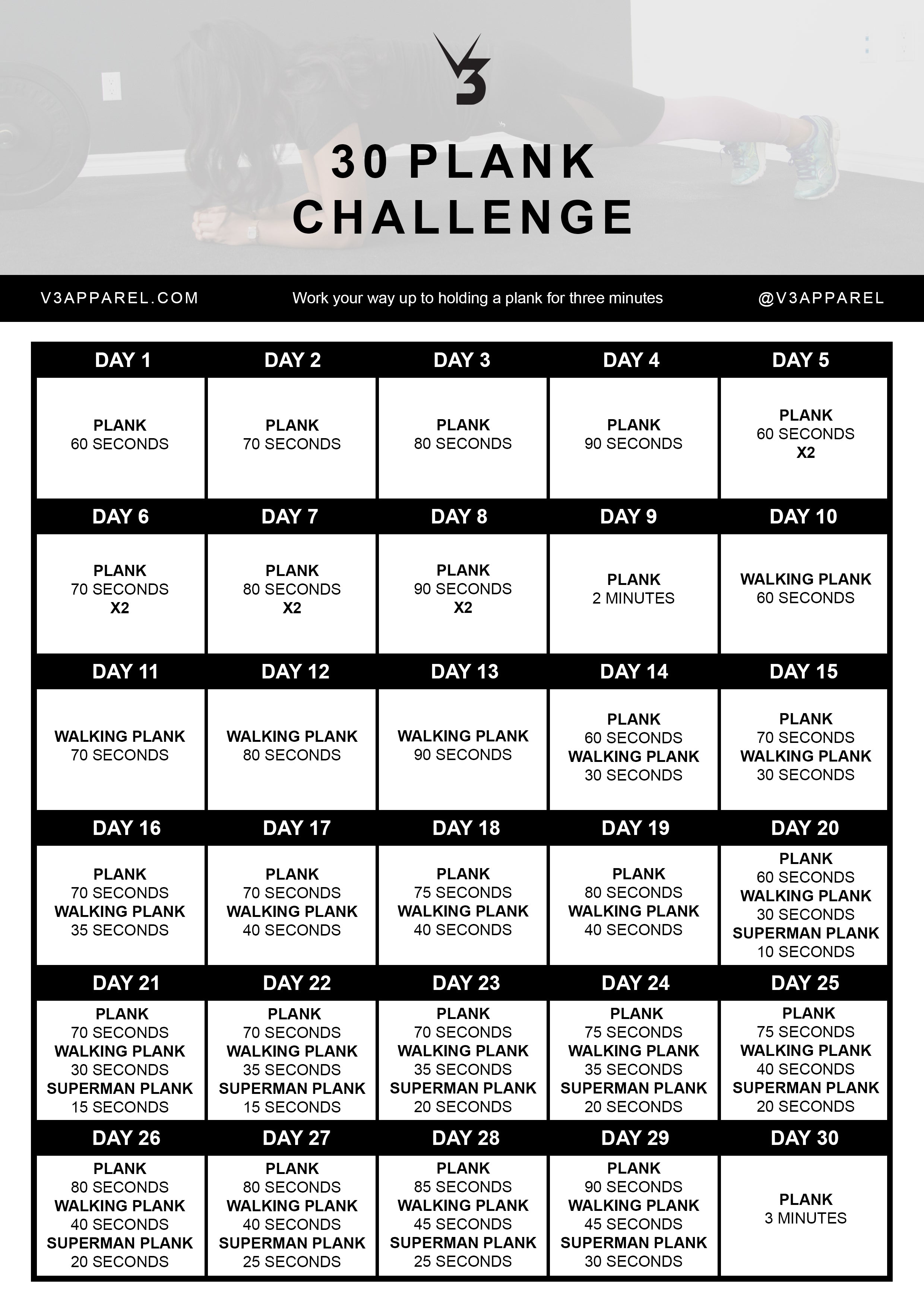 download this 30 day men and womens plank workout programme and fitness challenge for free