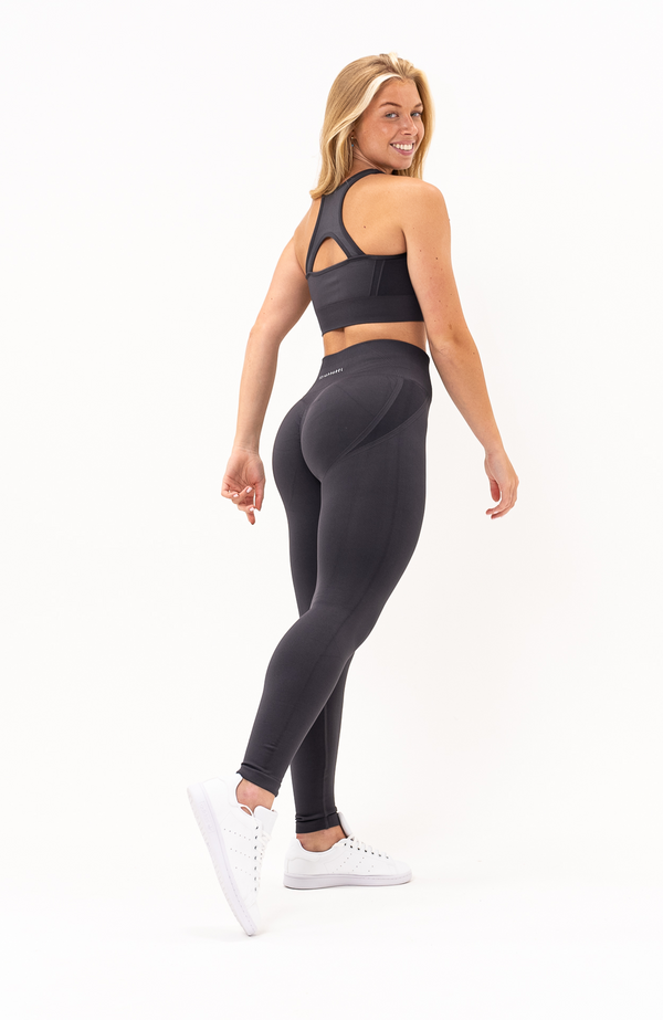 V3 Apparel Womens 2-Piece Tempo Seamless Scrunch Workout Outfit - Black -  Gym Workout Leggings & Fitness Sports Bra