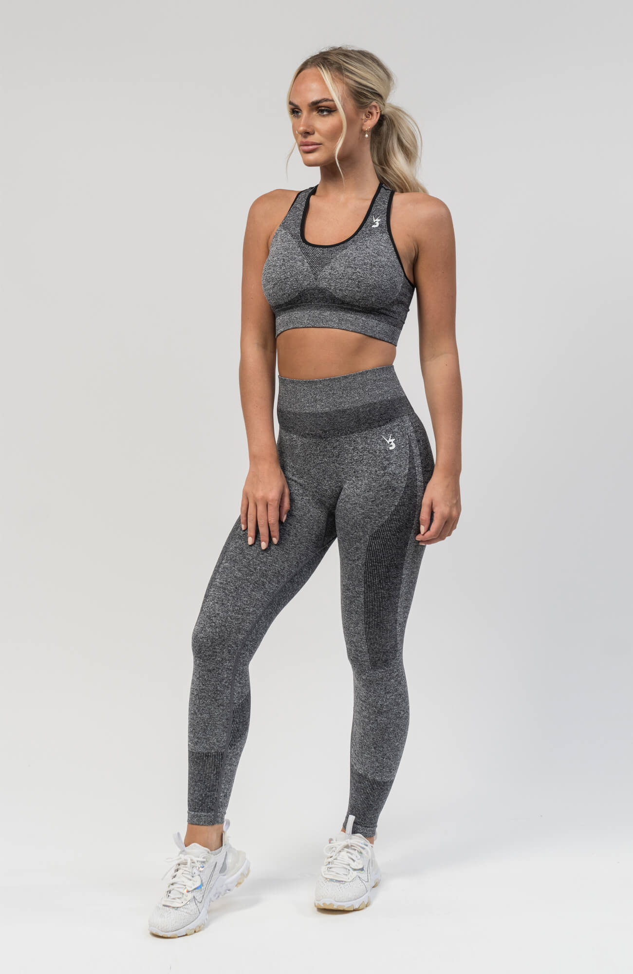 V3 Apparel Womens Excel Seamless Sports Bra - Grey - Gym Workout