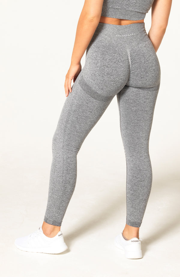Montana High Waisted Ribbed Leggings in Grey