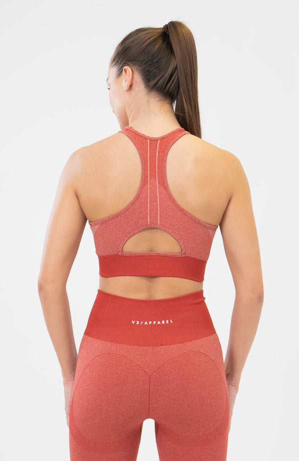 V3 Apparel Womens Seamless Unity Workout Leggings - Red - Gym