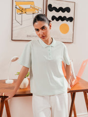 Boxy Fit Crop Polo Shirt - FWTPS24-006