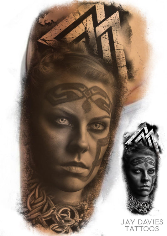 viking warrior woman tattoo