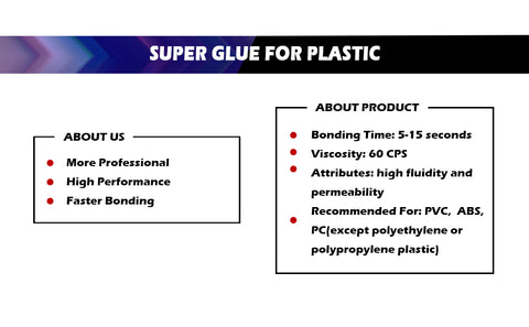 Plastic Glue, 30g Super Glue for Plastic, Plastic to Plastic Glue for  Bonding Plastic and Other Materials, Super Instant Glue for Plastic,  Acrylic, Model (1): : Industrial & Scientific