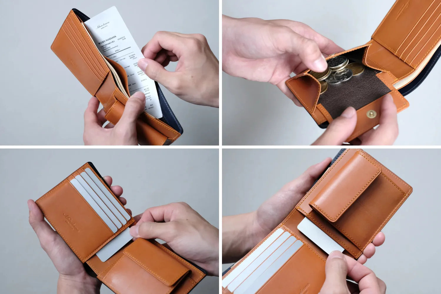Leather Products Munekawa Bi-fold Wallet Feel Coin TW&S Bridle Leather Type Specifications