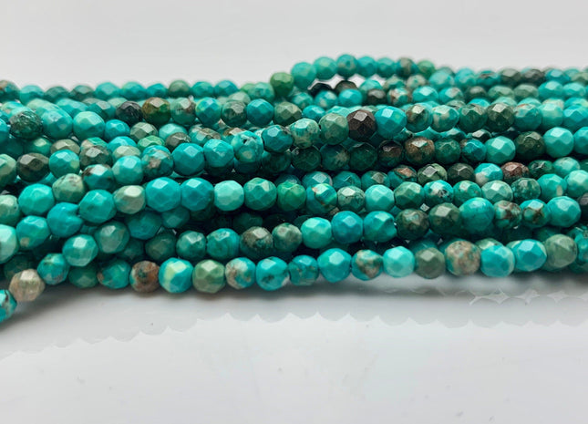 Turquoise, Natural, Round 3mm Beads on 16-inch Strands –