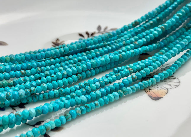 Natural Hubei Turquoise Beads, Round, Faceted, about 2mm 3mm 4mm, Length  about 15”