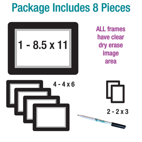 8 piece Fodeez® Reusable Adhesive Frames for stainless steel refrigerators