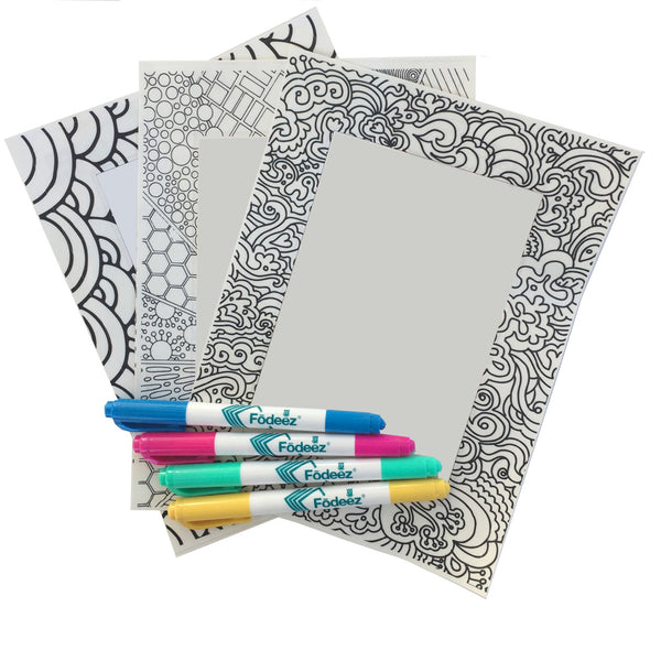Geo patterned peel and stick reusable colorable dry erase adhesive picture frames for easter basket fillers