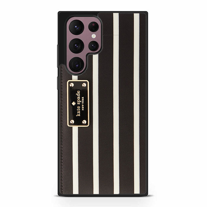 Kate Spade Black White Stripe Wallet Samsung Galaxy S23 Ultra Case