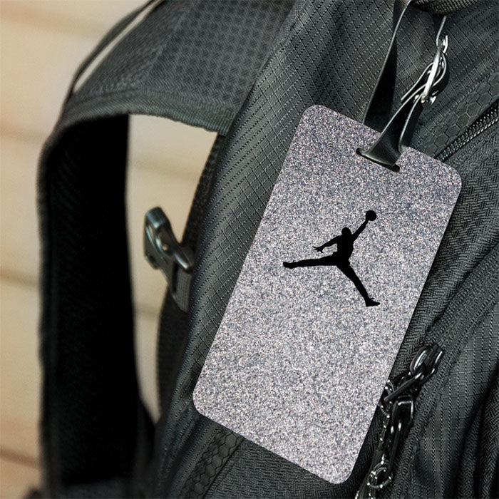 Silver Glitter Air Jordan Logo Luggage Tags