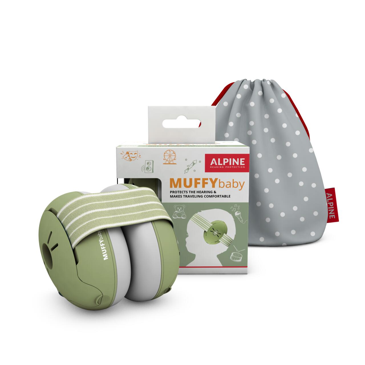 Casti antifonice pentru bebelusi, ofera protectie auditiva, SNR 23, verde, ALPINE Muffy Baby Green ALP27464 - 1 | YEO