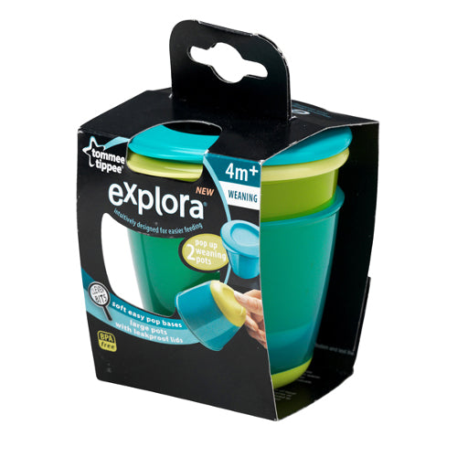 Recipiente de Stocare Hrana Tommee Tippee cu Capac Explora 2 Buc - Verde