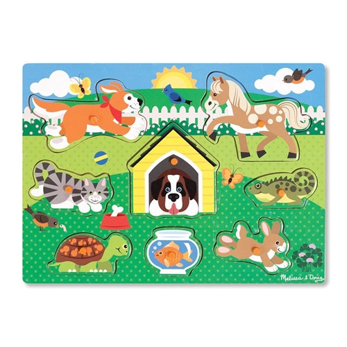 Puzzle din Lemn Melissa & Doug Animalele de Companie 8 Piese