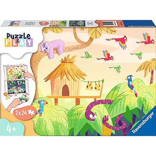 Puzzle si Joc Ravensburger Expeditie In Jungla, 2x24 Piese