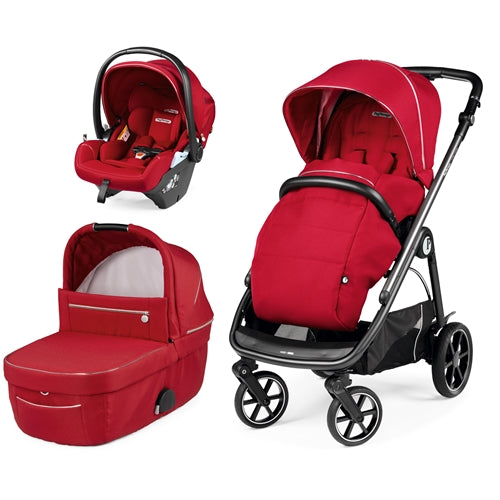 Carucior 3 in 1 Peg Perego Veloce Lounge cu Parte Sport, Landou si Cos Auto Red Shine 0 - 22 kg