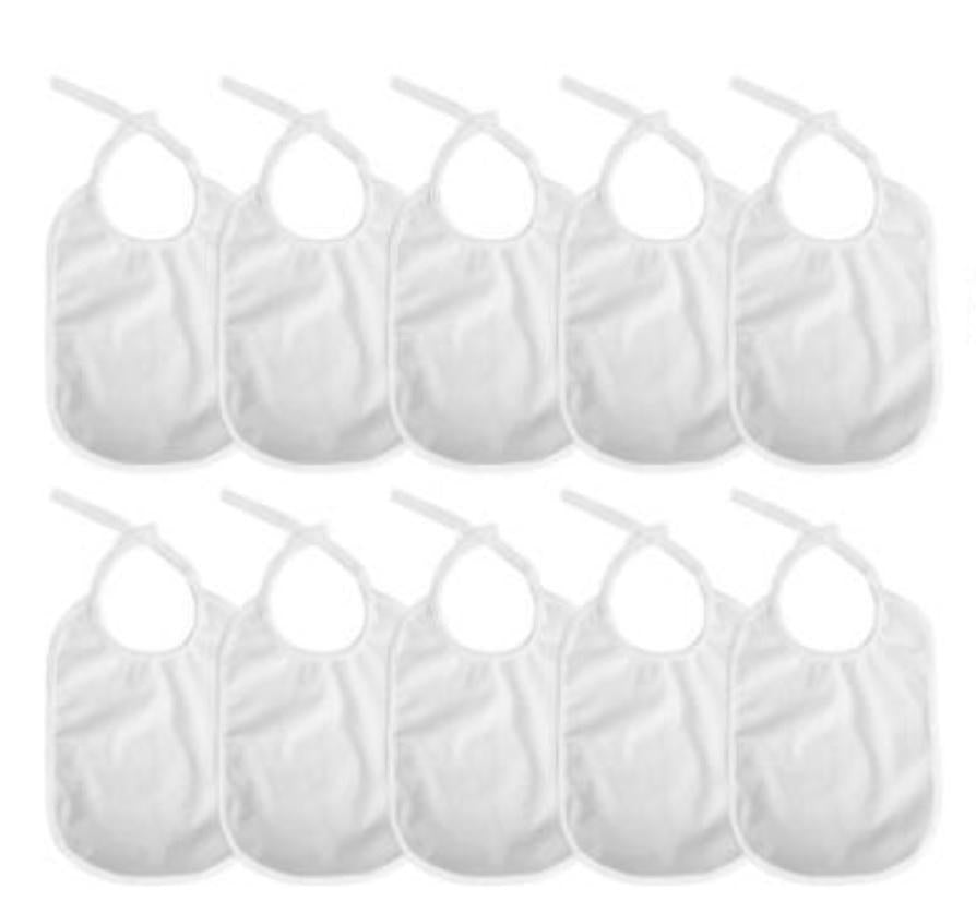 Set 10 bavete bumbac, rezistente la apa, White, alb