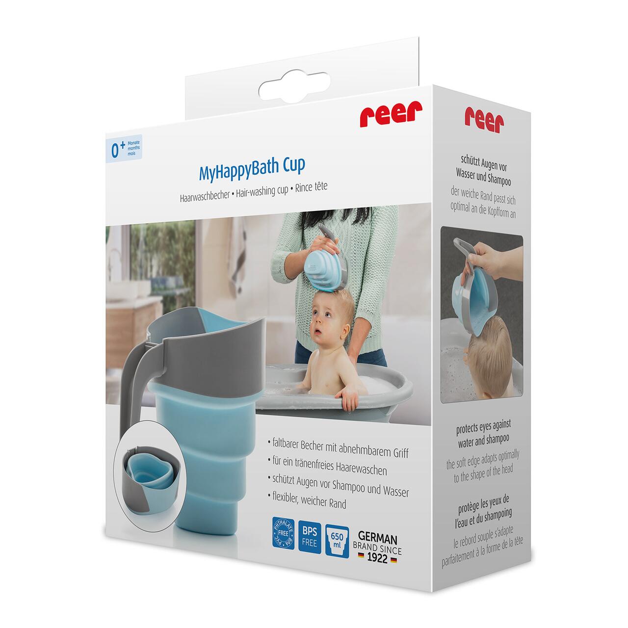 Cana pliabila pentru clatit si spalat parul bebelusului MyHappyBath Cup, fara BPA, 0+ luni, Reer 76082 - 1 | YEO